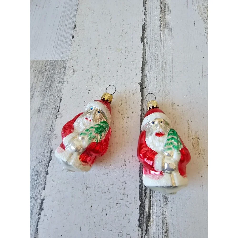 Vintage West Germany Santa tree‎ Glass Mercury ornament figural Xmas tree
